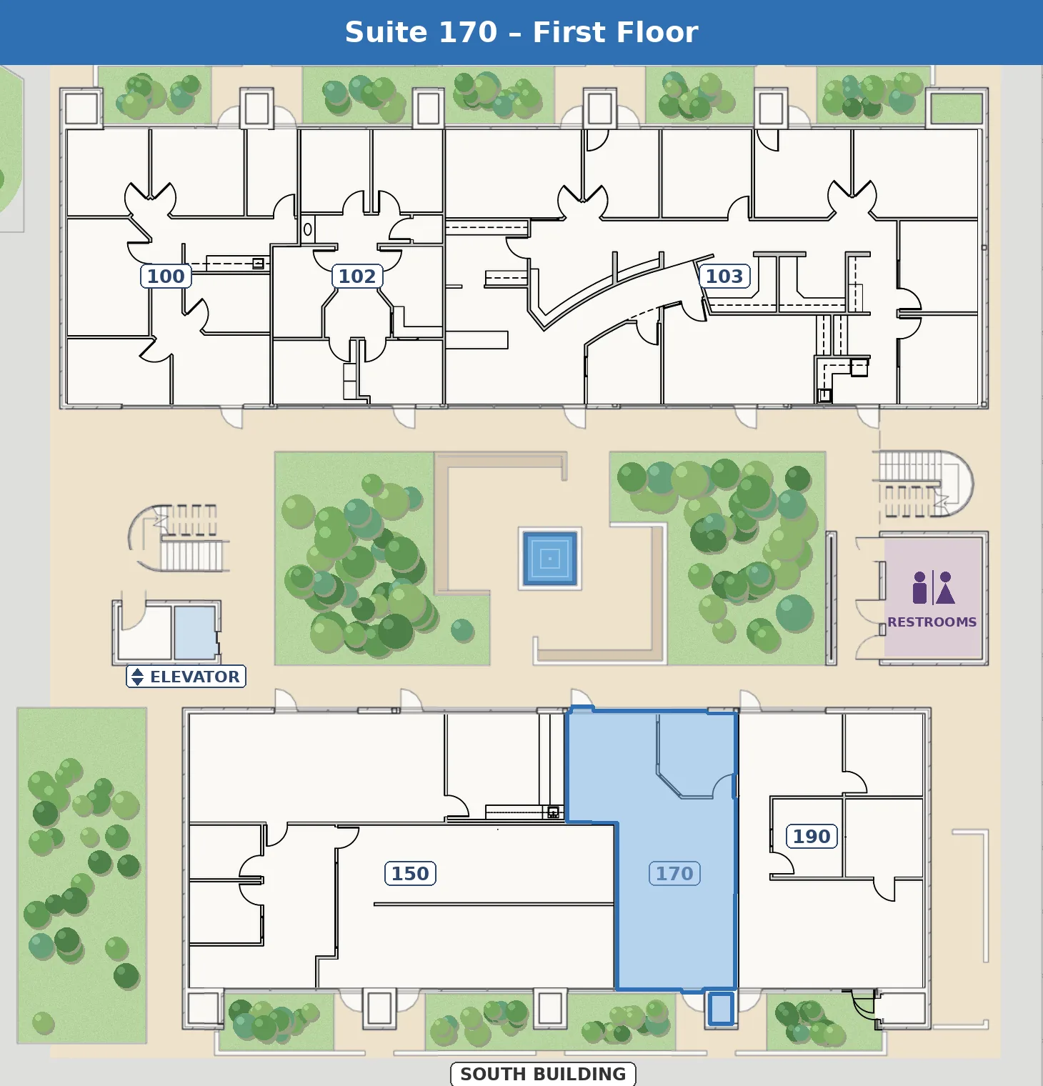 suite-170-floorplan Suite 170 floor plan location at The Suites on Swan