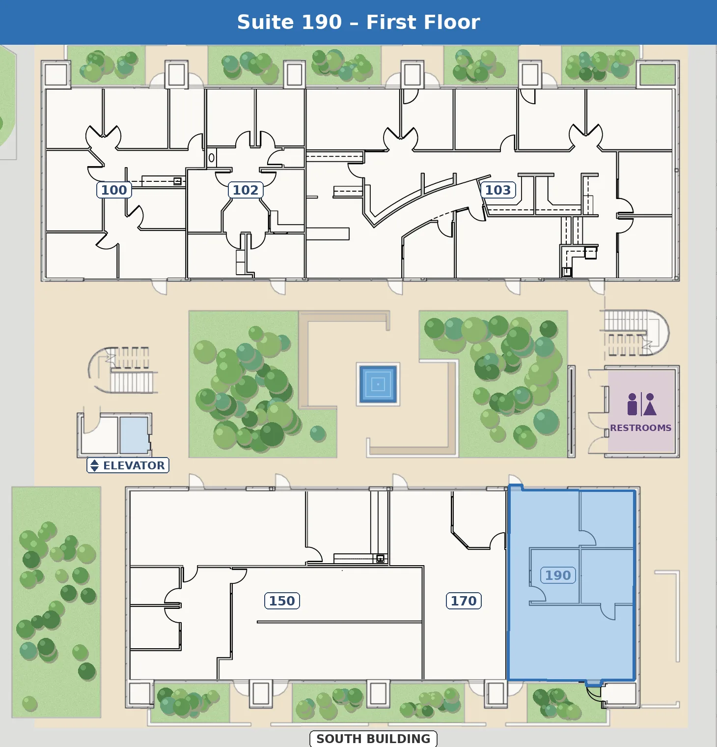 suite-190-floorplan Suite 190 floor plan location at The Suites on Swan